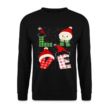 Funny love christmas - Unisex Pullover - Schwarz - Vorne - Alina (178cm) & Michal (187cm)