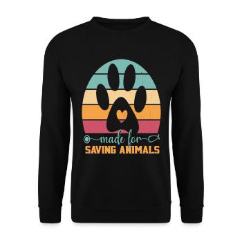 Made For Saving Animals Vet Tech Women And Men - Unisex Sweatshirt - black - Front - Alina (178cm) & Michal (187cm)