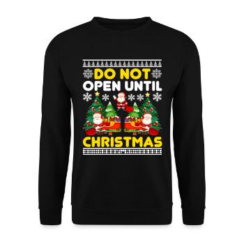 Do Not Open Until Christmas Funny Ugly Xmas Ugly - Unisex Pullover - Schwarz - Vorne - Alina (178cm) & Michal (187cm)