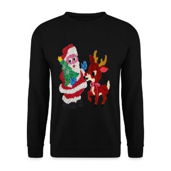 Christmas Santa Rudolph Vintage Melted Plastic - Unisex Sweatshirt - black - Front - Alina (178cm) & Michal (187cm)