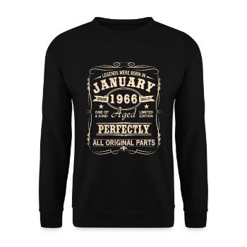 Vintage January January 1966 Birthday - Unisex Sweatshirt - black - Front - Alina (178cm) & Michal (187cm)