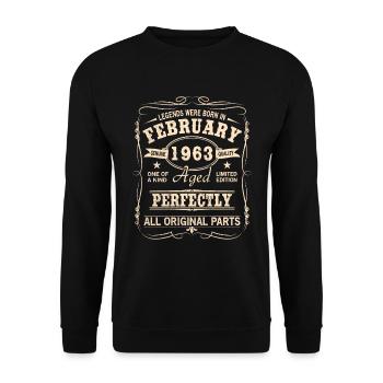 Vintage Februar 1963 Geburtstag - Unisex Pullover - Schwarz - Vorne - Alina (178cm) & Michal (187cm)