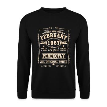 Vintage Februar 1967 Geburtstag - Unisex Pullover - Schwarz - Vorne - Alina (178cm) & Michal (187cm)