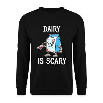 Dairy Is Scary Vegan Geschenk - Unisex Pullover - Schwarz - Vorne - Alina (178cm) & Michal (187cm)