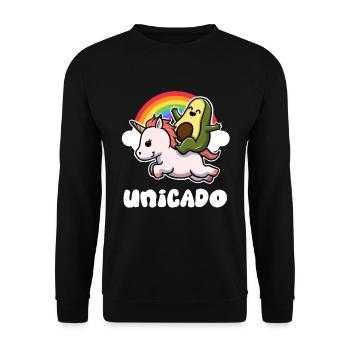 Unicado Avocado Geschenk - Unisex Pullover - Schwarz - Vorne - Alina (178cm) & Michal (187cm)