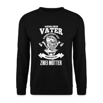 Lustiges Bartträger Vater Papa Design - Unisex Pullover - Schwarz - Vorne - Alina (178cm) & Michal (187cm)