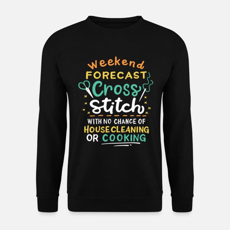 Weekend Forecast Cross Stitch - Unisex Sweatshirt - black