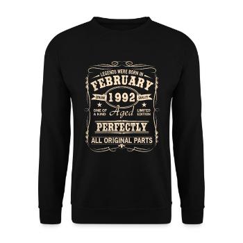 Millésime février 1992 anniversaire - Sweat-shirt Unisexe - noir - Devant - Alina (178cm) & Michal (187cm)