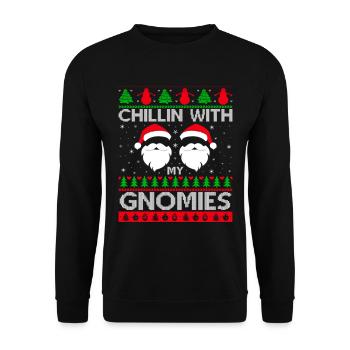 Chilling With My Gnomies - Unisex Sweatshirt - black - Front - Alina (178cm) & Michal (187cm)