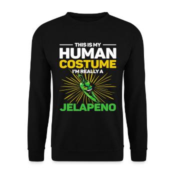C’est mon costume humain, je suis vraiment un jalapeno - Sweat-shirt Unisexe - noir - Devant - Alina (178cm) & Michal (187cm)