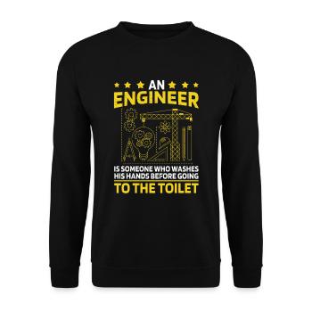 Ingenieur der seine Hände erst wäscht lustig - Unisex Pullover - Schwarz - Vorne - Alina (178cm) & Michal (187cm)