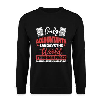 Nur Buchhalter können die Welt retten - Unisex Pullover - Schwarz - Vorne - Alina (178cm) & Michal (187cm)