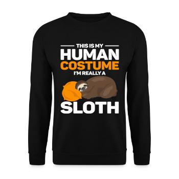 C’est mon costume humain, je suis vraiment un paresseux - Sweat-shirt Unisexe - noir - Devant - Alina (178cm) & Michal (187cm)