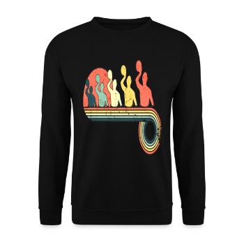 Water Polo Male Player Retro Vintage Rainbow - Unisex Pullover - Schwarz - Vorne - Alina (178cm) & Michal (187cm)