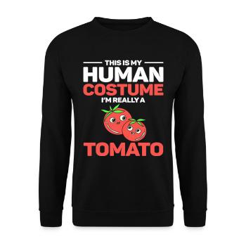 C’est mon costume humain Je suis vraiment une tomate - Sweat-shirt Unisexe - noir - Devant - Alina (178cm) & Michal (187cm)