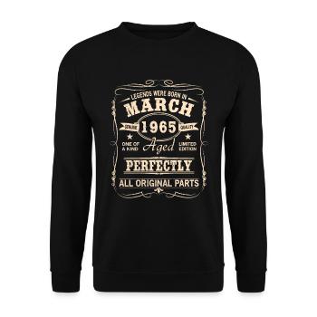 Vintage März 1965 Geburtstag - Unisex Pullover - Schwarz - Vorne - Alina (178cm) & Michal (187cm)