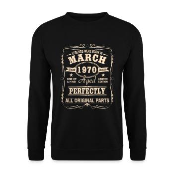 Vintage März 1970 Geburtstag - Unisex Pullover - Schwarz - Vorne - Alina (178cm) & Michal (187cm)
