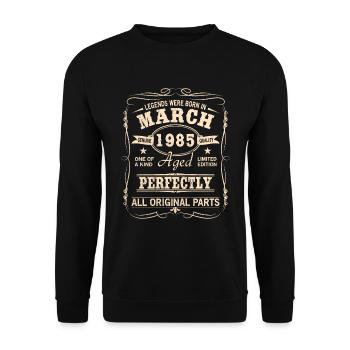 Millésime Mars 1985 Anniversaire - Sweat-shirt Unisexe - noir - Devant - Alina (178cm) & Michal (187cm)