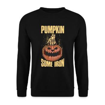 Pumpkin Some Iron Halloween Pumpkin Gift - Unisex Sweatshirt - black - Front - Alina (178cm) & Michal (187cm)