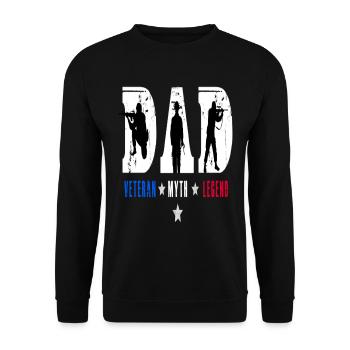 Proud Dad Veteran Myth Legend American Flag - Unisex Pullover - Schwarz - Vorne - Alina (178cm) & Michal (187cm)