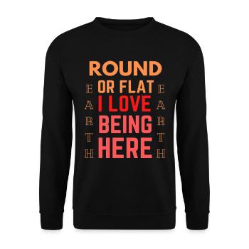 Funny Quote Flat Earth - Unisex Pullover - Schwarz - Vorne - Alina (178cm) & Michal (187cm)