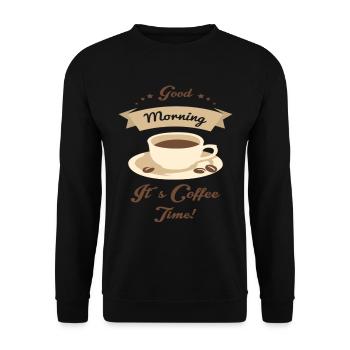 Bonjour, c’est l’heure du café - Sweat-shirt Unisexe - noir - Devant - Alina (178cm) & Michal (187cm)