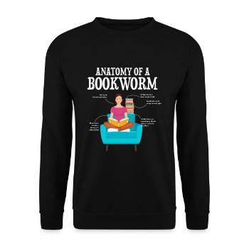 Anatomy eines Bücherwurms - Unisex Pullover - Schwarz - Vorne - Alina (178cm) & Michal (187cm)