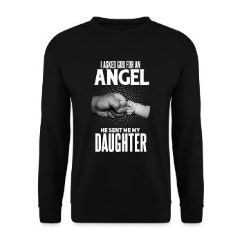 Süßes Vater und Tochter Spruch Motiv - Unisex Pullover - Schwarz - Vorne - Alina (178cm) & Michal (187cm)