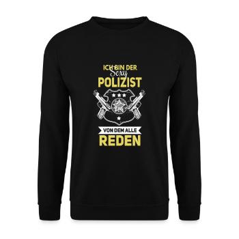 Witziges Polizei Spruch Design - Unisex Pullover - Schwarz - Vorne - Alina (178cm) & Michal (187cm)