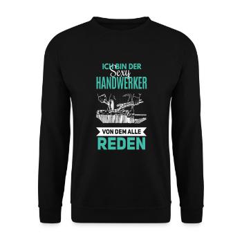 Witziger Handwerker Spruch - Unisex Pullover - Schwarz - Vorne - Alina (178cm) & Michal (187cm)