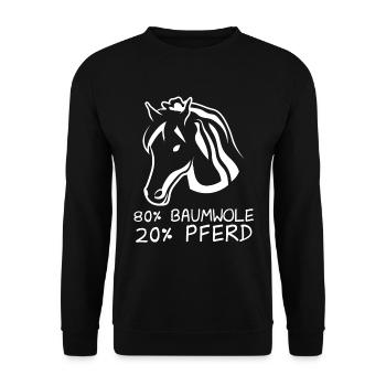 80% Baumwolle und 20% Pferd - Unisex Pullover - Schwarz - Vorne - Alina (178cm) & Michal (187cm)