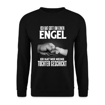 Süßes Vater und Tochter Spruch Motiv - Unisex Pullover - Schwarz - Vorne - Alina (178cm) & Michal (187cm)