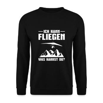 Drachenfliegen Ich kann fliegen Hängegleiter - Unisex Pullover - Schwarz - Vorne - Alina (178cm) & Michal (187cm)
