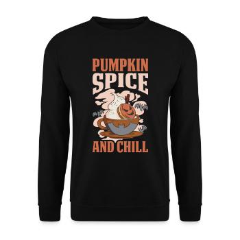 Pumpkin Spice And Chill Pumpkin Gift - Unisex Sweatshirt - black - Front - Alina (178cm) & Michal (187cm)