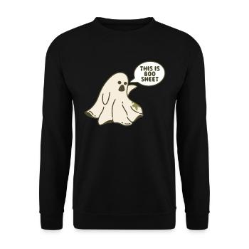 Ceci est Boo Sheet Spirit Gift - Sweat-shirt Unisexe - noir - Devant - Alina (178cm) & Michal (187cm)