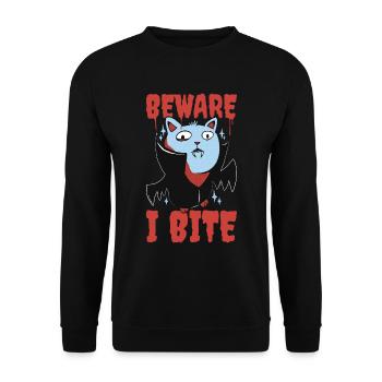 Méfiez-vous de moi que je mords un cadeau de vampire - Sweat-shirt Unisexe - noir - Devant - Alina (178cm) & Michal (187cm)