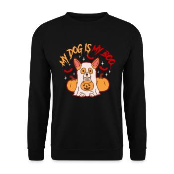 My Dog Is My Boo Geist Geschenk - Unisex Pullover - Schwarz - Vorne - Alina (178cm) & Michal (187cm)