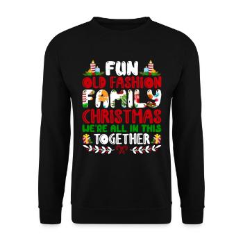 Old Fashion Family Christmas Ugly Sweater - Unisex Sweatshirt - black - Front - Alina (178cm) & Michal (187cm)