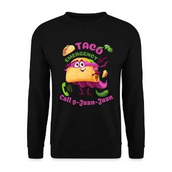 Funny Mexican Taco Emergency Call 9 Juan Juan - Unisex Sweatshirt - black - Front - Alina (178cm) & Michal (187cm)