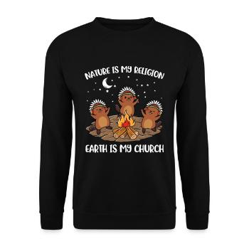 Nature My Religion Native Americans Gift - Unisex Sweatshirt - black - Front - Alina (178cm) & Michal (187cm)