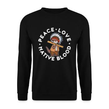 Native Blood Native Americans Gift - Unisex Sweatshirt - black - Front - Alina (178cm) & Michal (187cm)