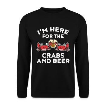 Im Here For The Crabs And Beer Krabbe Geschenk - Unisex Pullover - Schwarz - Vorne - Alina (178cm) & Michal (187cm)