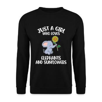 Elephants And Sunflowers Elefant Geschenk - Unisex Pullover - Schwarz - Vorne - Alina (178cm) & Michal (187cm)
