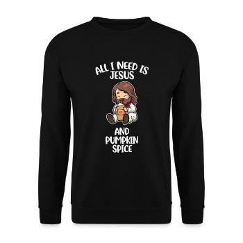 Jesus And Pumpkin Spice Pumpkin Gift - Unisex Sweatshirt - black - Front - Alina (178cm) & Michal (187cm)