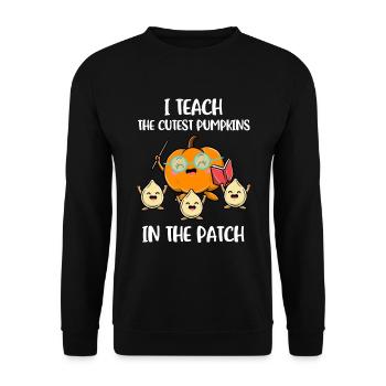 J’enseigne le cadeau de citrouille le plus mignon des citrouilles - Sweat-shirt Unisexe - noir - Devant - Alina (178cm) & Michal (187cm)
