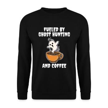Fueled By Ghost Hunting And Coffee Spirit Gift - Unisex Sweatshirt - black - Front - Alina (178cm) & Michal (187cm)