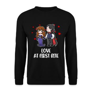 Vampire Amour à la première bouchée Vampire Cadeau - Sweat-shirt Unisexe - noir - Devant - Alina (178cm) & Michal (187cm)