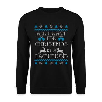 Christmas Dachshund Funny - Unisex Pullover - Schwarz - Vorne - Alina (178cm) & Michal (187cm)