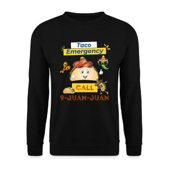 Taco Notruf 9 Juan Juan Lustiger Taco Liebhaber - Unisex Pullover - Schwarz - Vorne - Alina (178cm) & Michal (187cm)