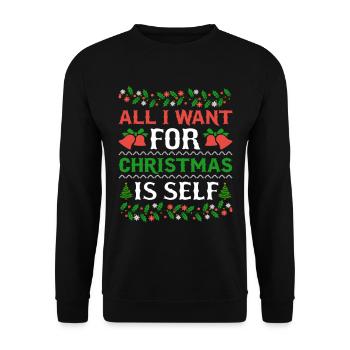 Humor All I Want For Christmas Is Self - Unisex Sweatshirt - black - Front - Alina (178cm) & Michal (187cm)